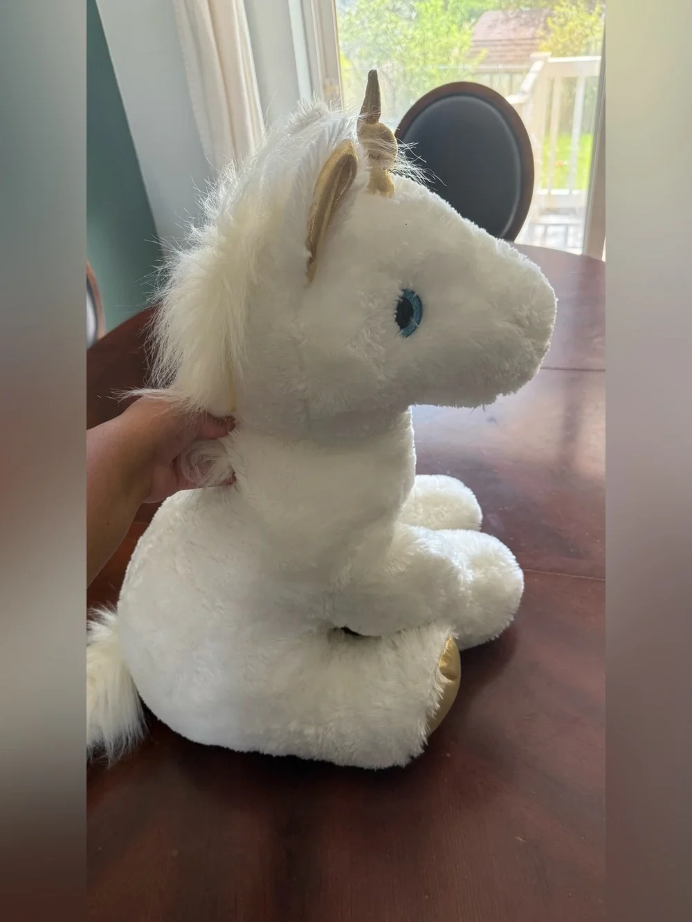 Plush White Unicorn Stuffed Animal with Gold Accents